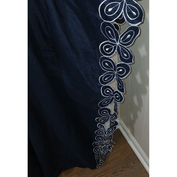 Vintage Ashanti Women Dark Blue African 100% Linen Kimono Kaftan Embroidered OS - Picture 11 of 16